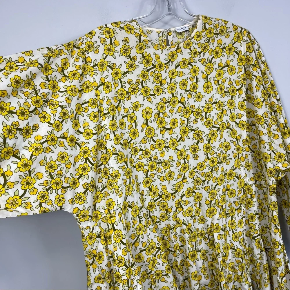 Rhode Resort Ella Yellow Floral Print Cotton Poplin Mini Dress M Boho No Belt - Picture 12 of 14